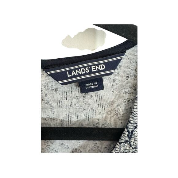 Lands' End Blue Floral Pockets Sheath Dress Cotton Blend Womens 12 Chic Office - Picture 9 of 11